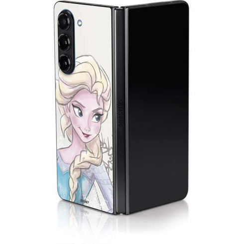 Disney Frozen Elsa Snowflakes Art Galaxy Z Fold5 5G Skin